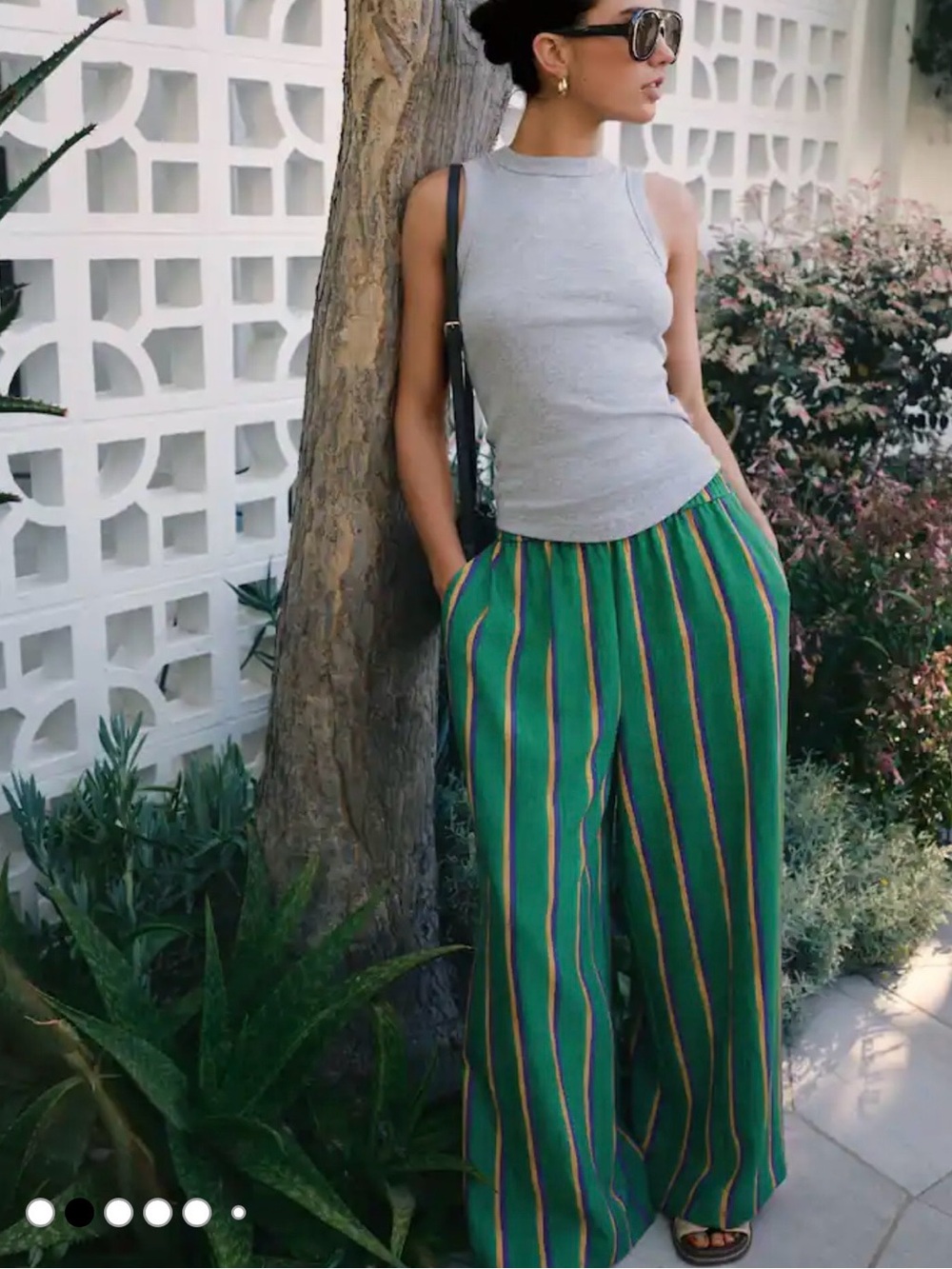 next Green Striped Wide-Leg Trousers with Multicolor Stripes